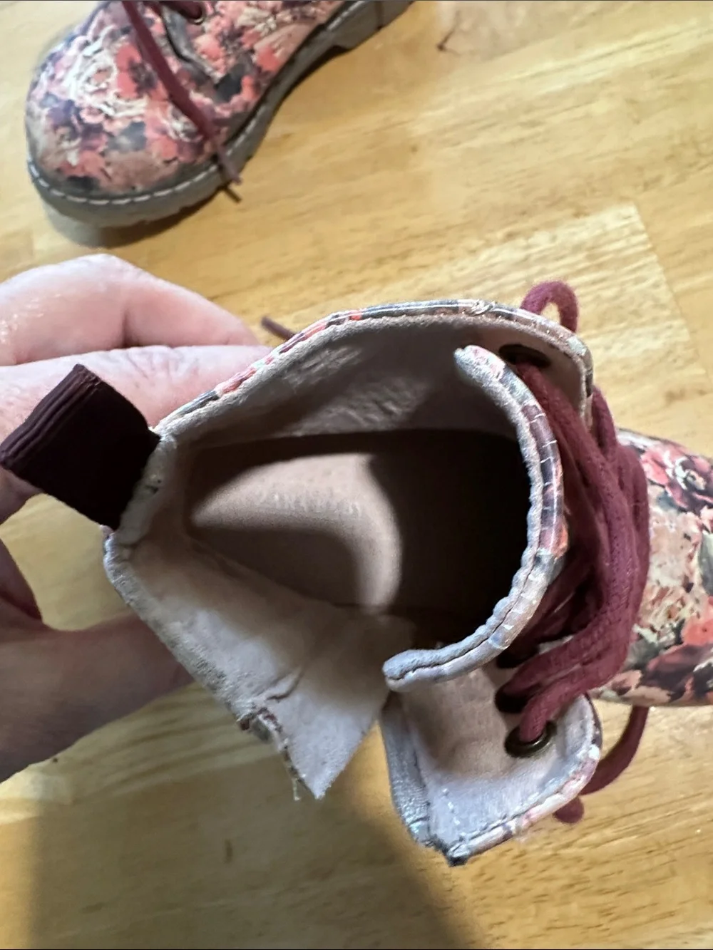Zara Pink and Plum Floral Lace-Up Toddler Ankle Boots